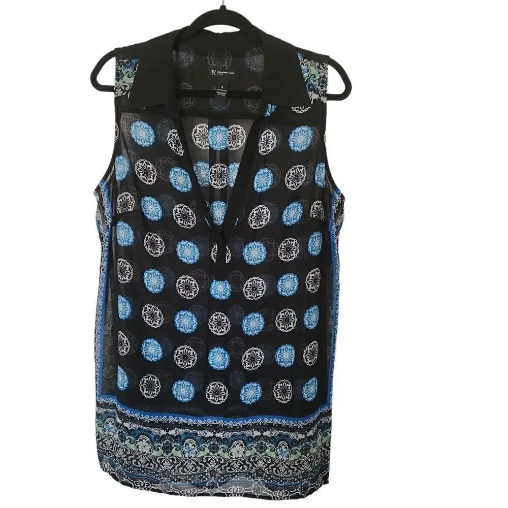 INC International Concepts Woman Sheer Deep V-Neck Sleeveless Blouse Size 1X